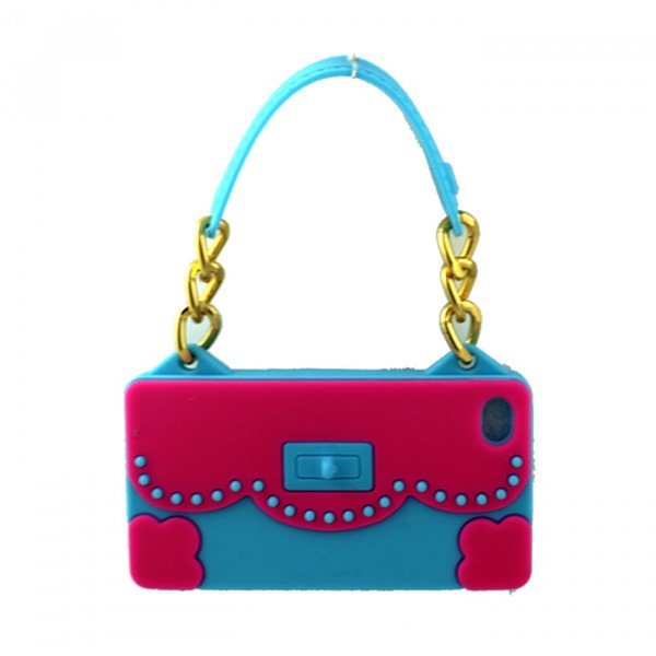 Wholesale iPhone 4S 4 Flower Handbag (Hot Pink - Blue)